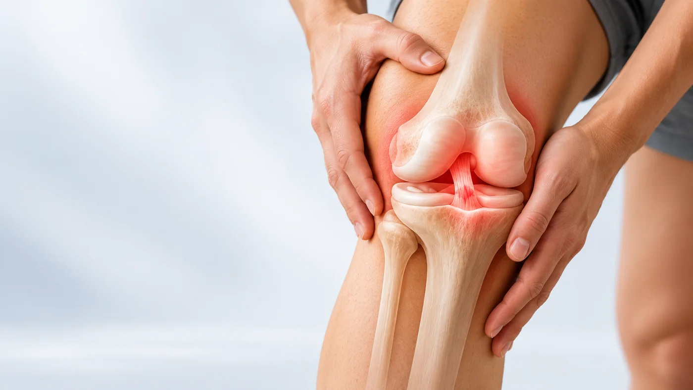 Ilustração clínica de uma lesão do ligamento cruzado anterior do joelho